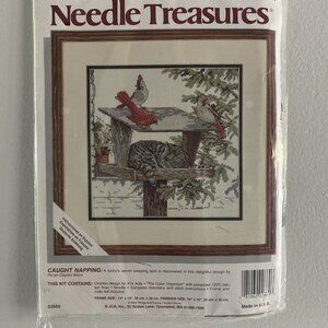 Counted Cross Stitch Needle Treasures Caught Napping 14 X 14 Frame Size Kit NIP​